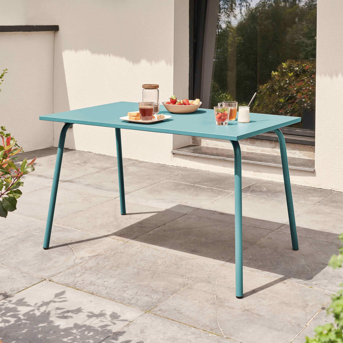 GARTENTISCH , Türkisblau - Hellblau, Metall (120/70/72cm) - Oviala