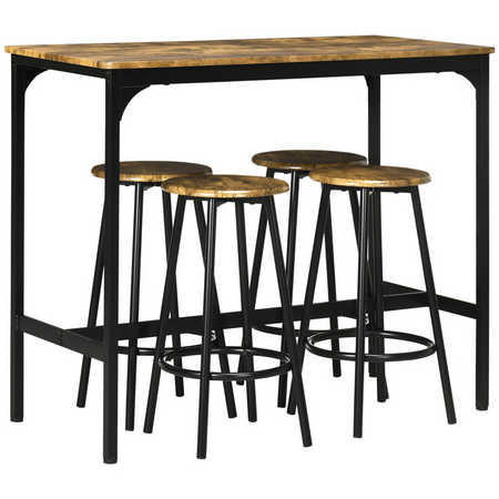 BARTISCH-SET, MDF, Eisen, Rustikal-Braun - Braun, Kunststoff (50/89.5/110cm) - HOMCOM