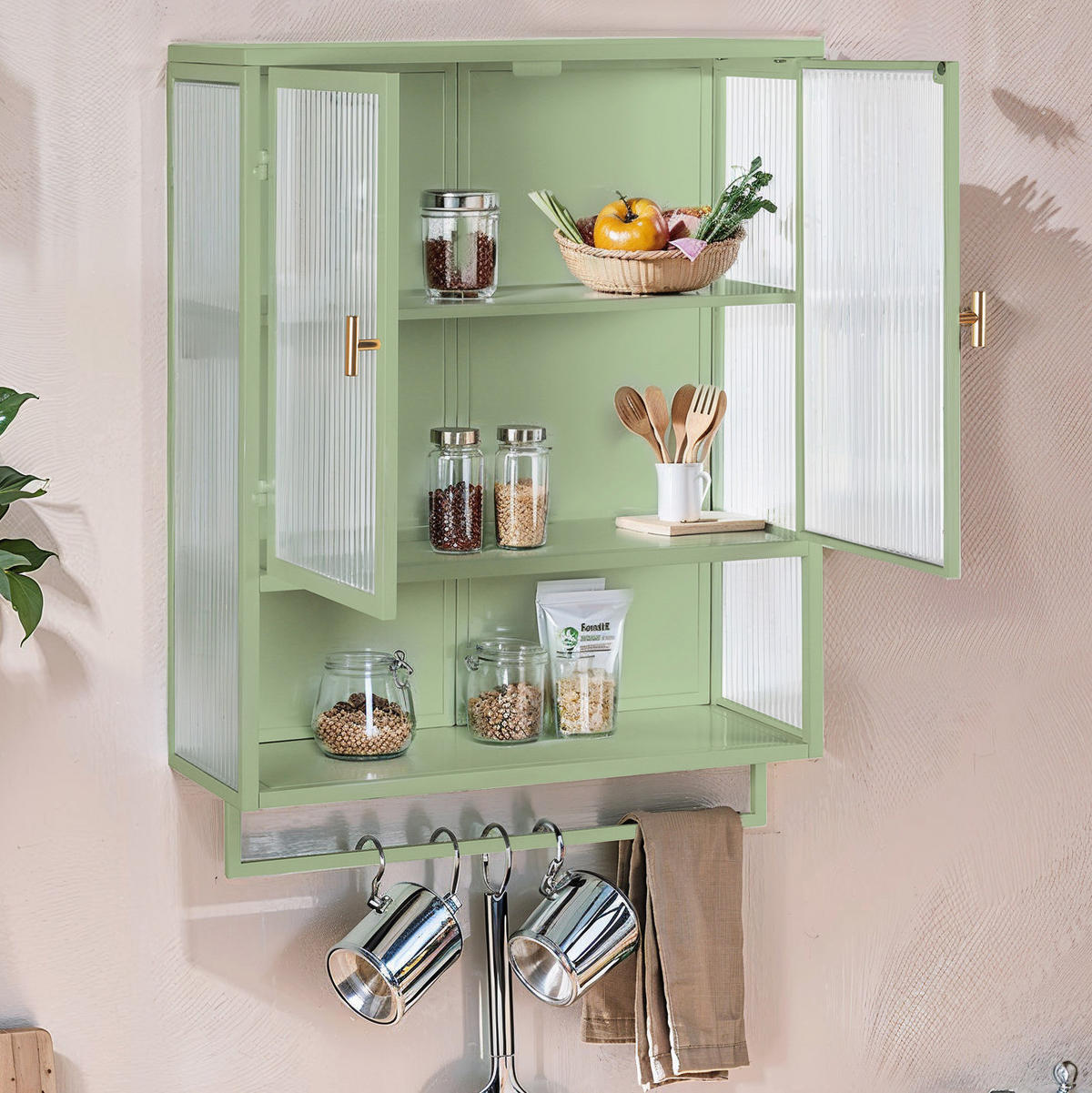 KÜCHENOBERSCHRANK 60/23/78 cm mit Glasfront in Grün und 2 Türen - Grün, Glas (60/78/23cm) - BEAOK