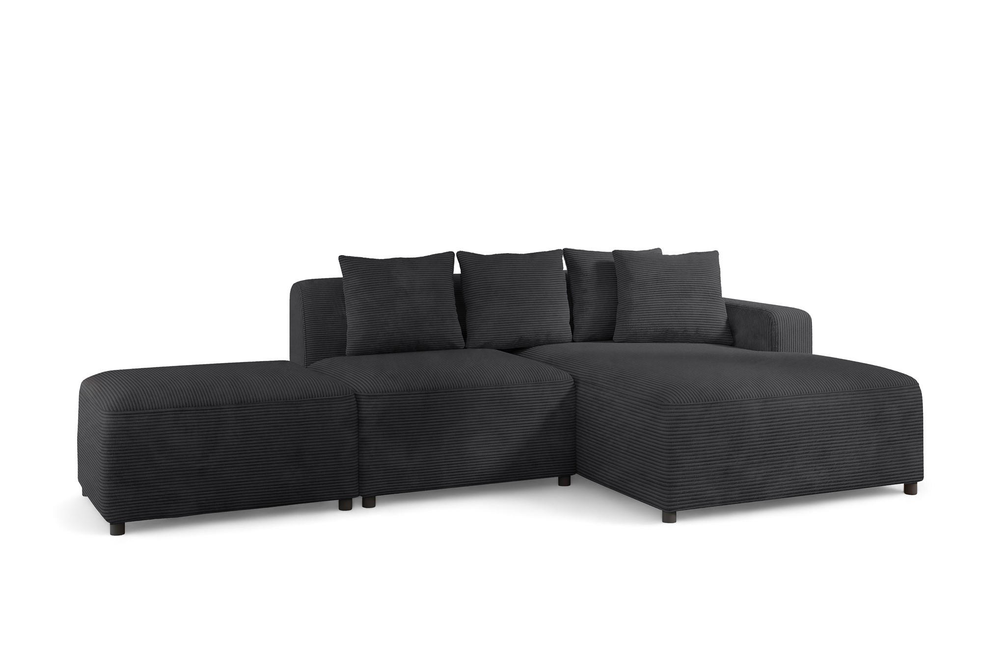 ECKSOFA Megan Xs In Poso - Anthrazit, Holzwerkstoff/Textil (304/165cm) - Fun Möbel