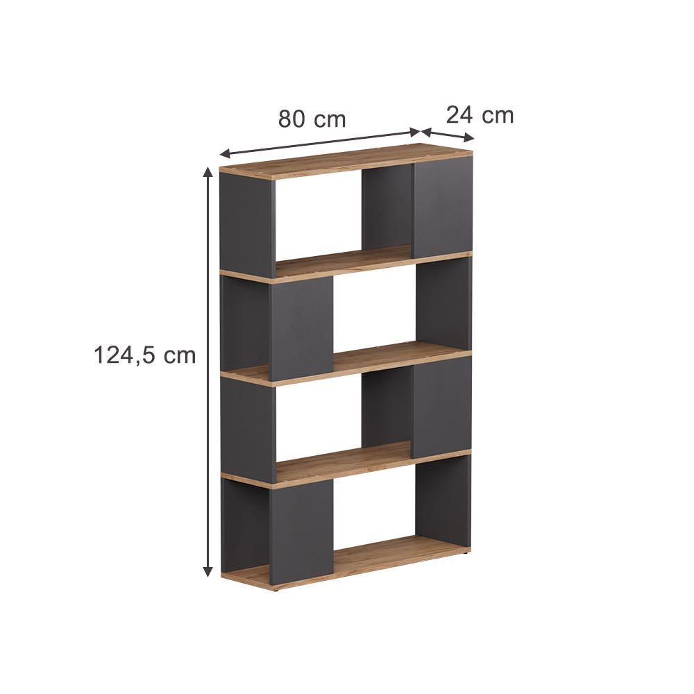 RAUMTEILER Eneos Anthrazit/Goldkraft Eiche 80 x 124.5 cm - Anthrazit/Eiche Wotan, Holzwerkstoff (80/124.5/24cm) - Vicco