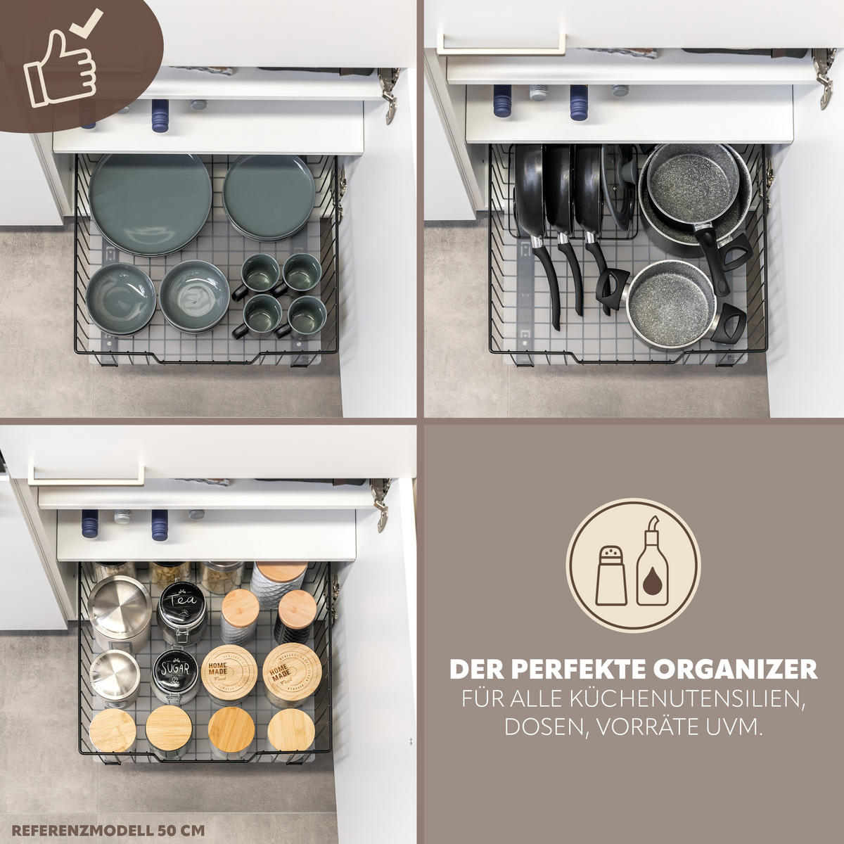 SCHRANK-KORBAUSZUG 30 cm, schwarz, Metall - Schwarz, Metall (30/23/50.5cm) - bremermann