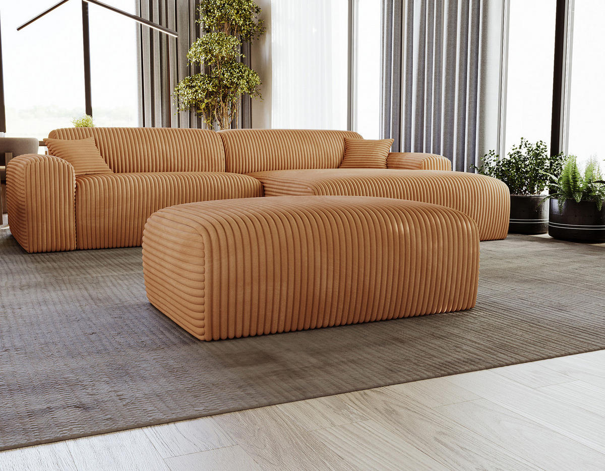 POLSTERHOCKER - Cord - Schwarz/Braun, Kunststoff/Textil (110/40/72cm) - home24