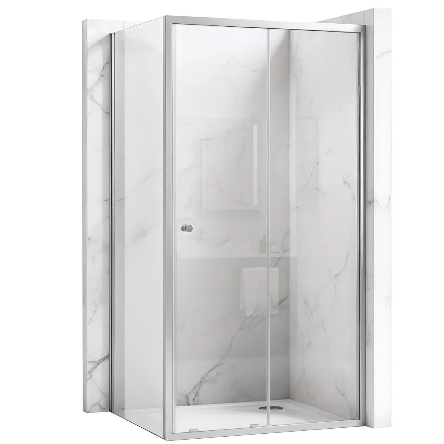 DUSCHKABINE Rea Primo Slide 100x90 Chrome - Chromfarben, Glas (100/90/190cm) - REA