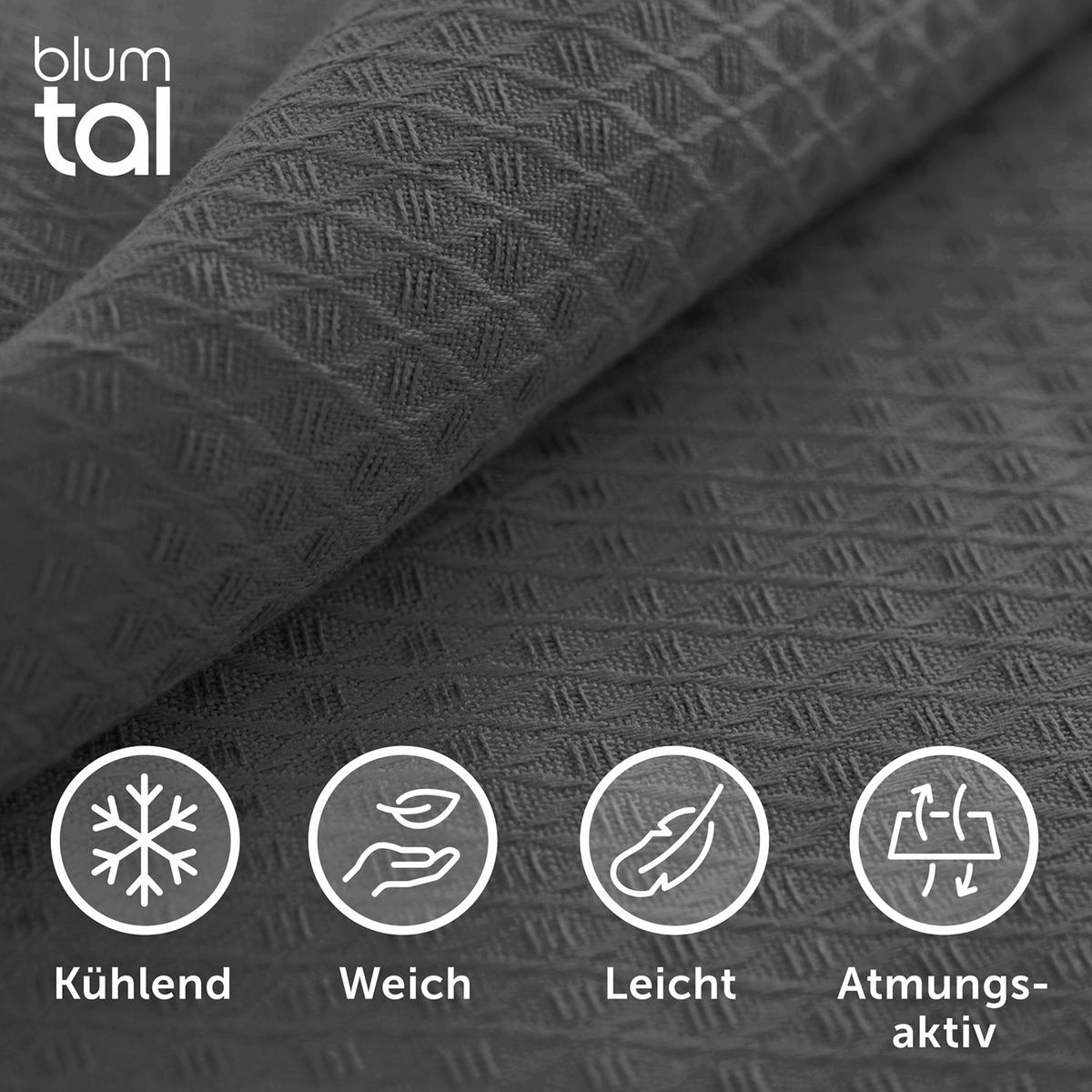 KÜHLDECKE Bambus Viskose 120x100 cm, Dunkelgrau - Anthrazit, Textil (120/100cm) - Blumtal