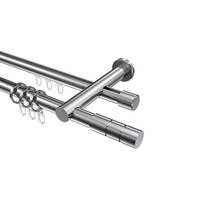 RUNDROHR-INNENLAUF-GARDINENSTANGEN-SET Platon Elanto 140 cm, 2-läufig, 20 mm Ø Chrom - Chromfarben, Metall (140cm) - INTERDECO