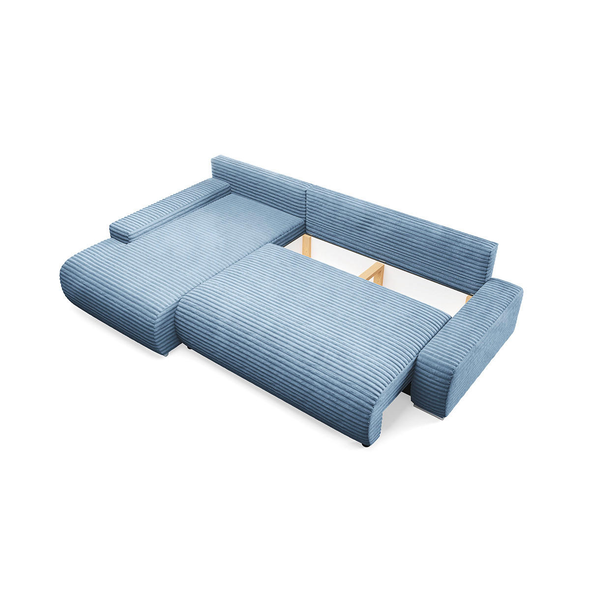 ECKSOFA Ivana 3 Sitzplätze Hellblau - Blau, Holz (265/172cm) - Petits-meubles