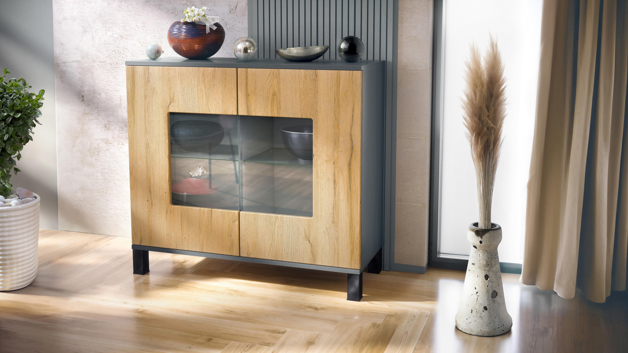 KOMMODE Grömitz Eiche Natur - Eichefarben, Holzwerkstoff (92.5/84.5/35cm) - Vladon