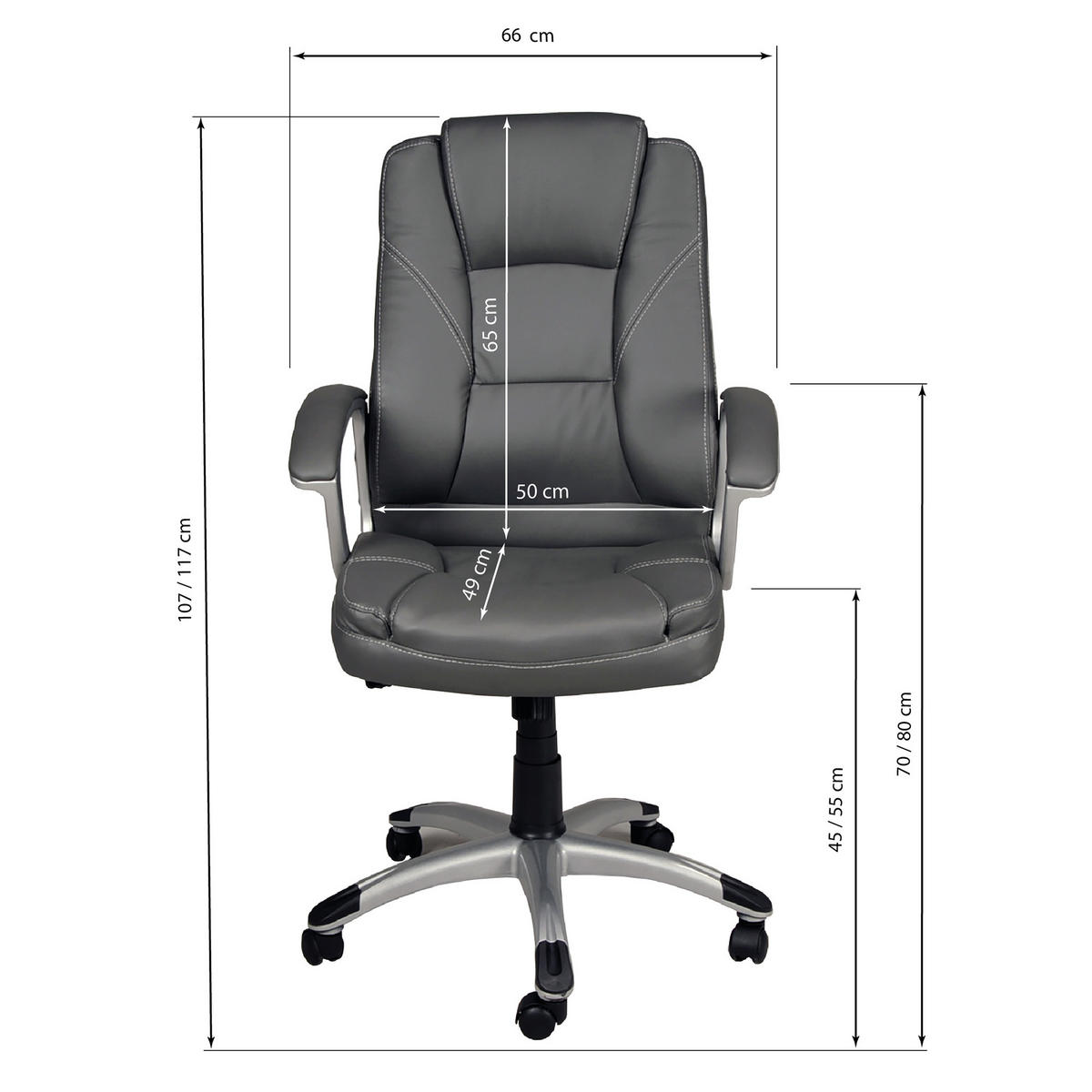 BÜROSTÜHL BOSS, CHEFSESSEL - Grau, Kunststoff (66/117/69cm) - Weber Industries