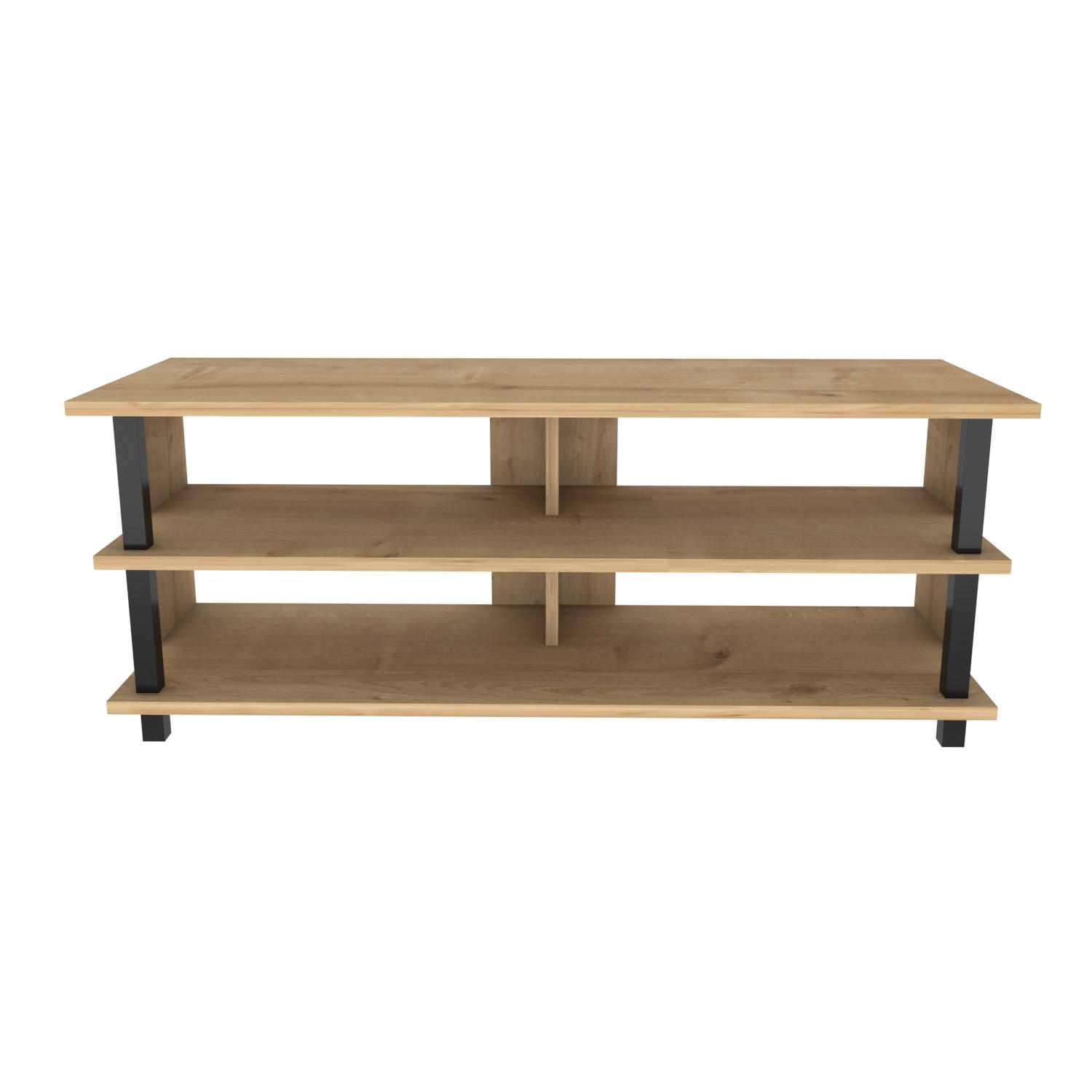 TV Board Pueblo Schwarz-Eiche - Eichefarben/Schwarz, Holzwerkstoff (120/47/45cm) - Decorotika