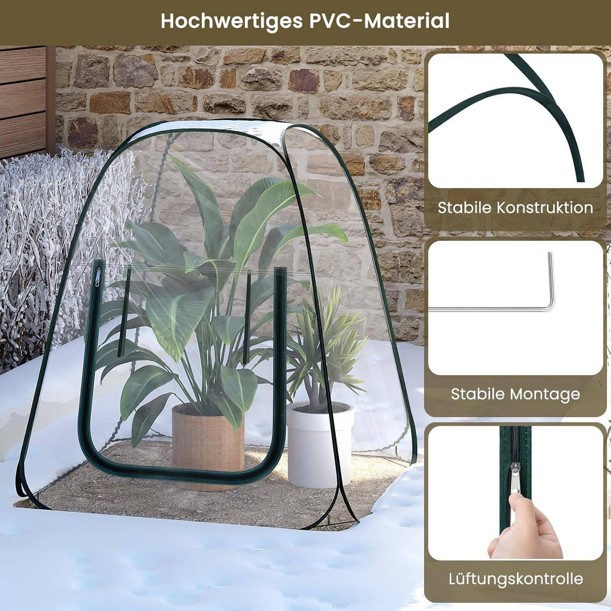 GEWÄCHSHAUS,POP-UP Mini-Gewächshaus - Transparent, Kunststoff (70/80/70cm) - Woltu