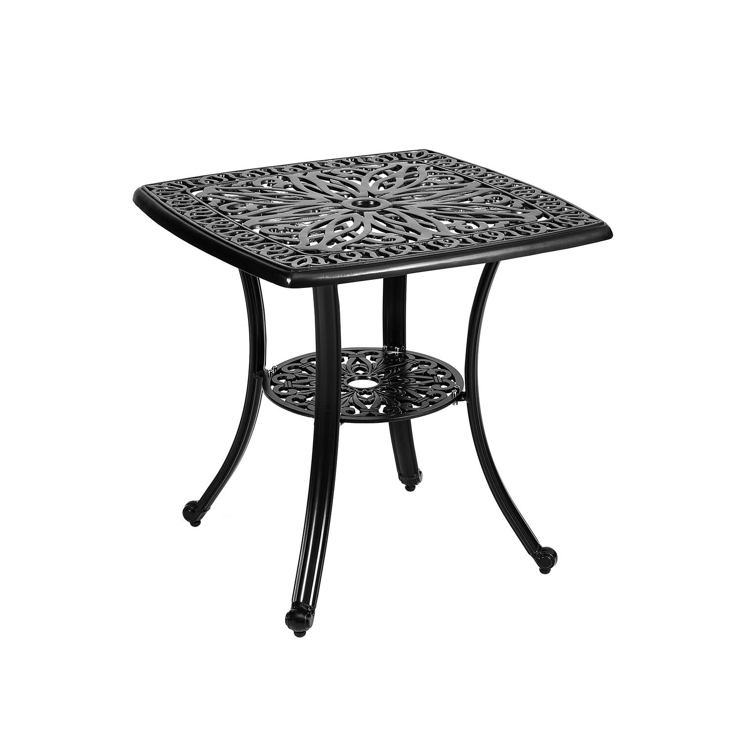 GARTENTISCH aus Gussaluminium in Schwarz Quadratisch 62,5 cm B × 62,5 cm T × 62,3 cm H - Schwarz, Metall (62.5/62.5/62.3cm) - Livingandhome