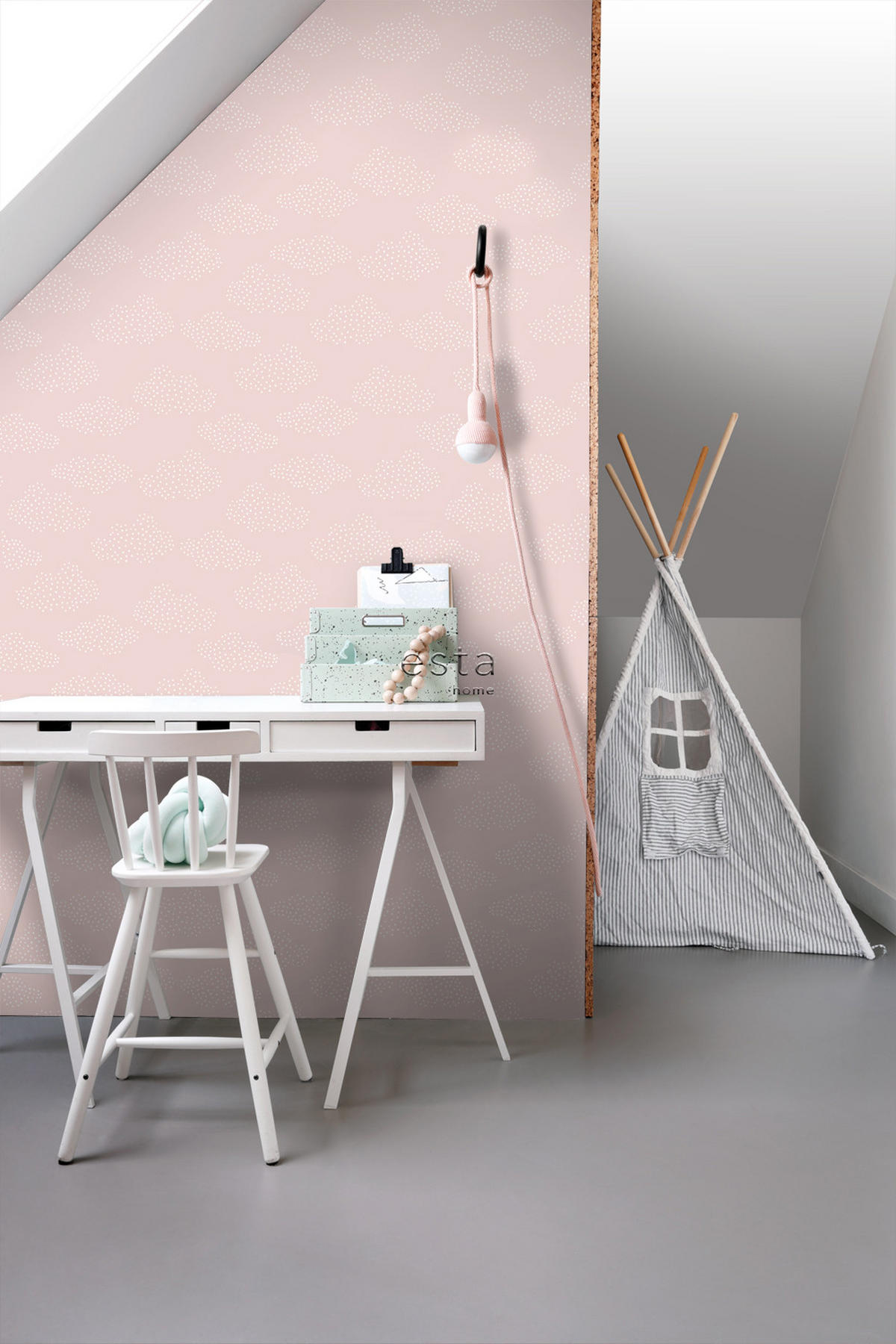 TAPETE kleine Wolken 50 x 900 cm - Pink, Papier (50/0.1cm) - ESTAhome