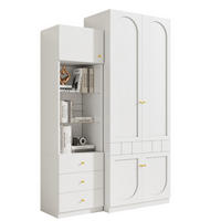 KLEIDERSCHRANK-SET 80/50/200 und 50/40/180 cm weiß aus MDF mit Stauraum und Schubladen - Weiß, Holzwerkstoff (50/180/40cm) - OKWISH