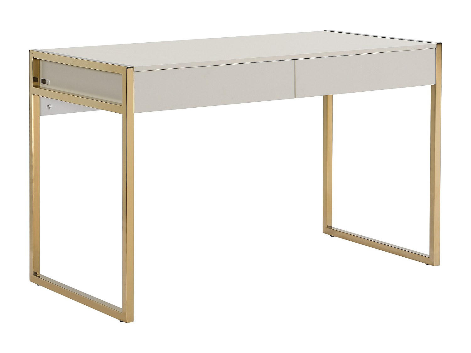 SCHREIBTISCH mit 2 Schubladen - MDF & Metall - Beige & Goldfarben - MASON - Beige, Holz (120/60/75cm) - Pascal Morabito