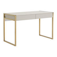SCHREIBTISCH mit 2 Schubladen - MDF & Metall - Beige & Goldfarben - MASON - Beige, Holz (60/120/75cm) - Pascal Morabito