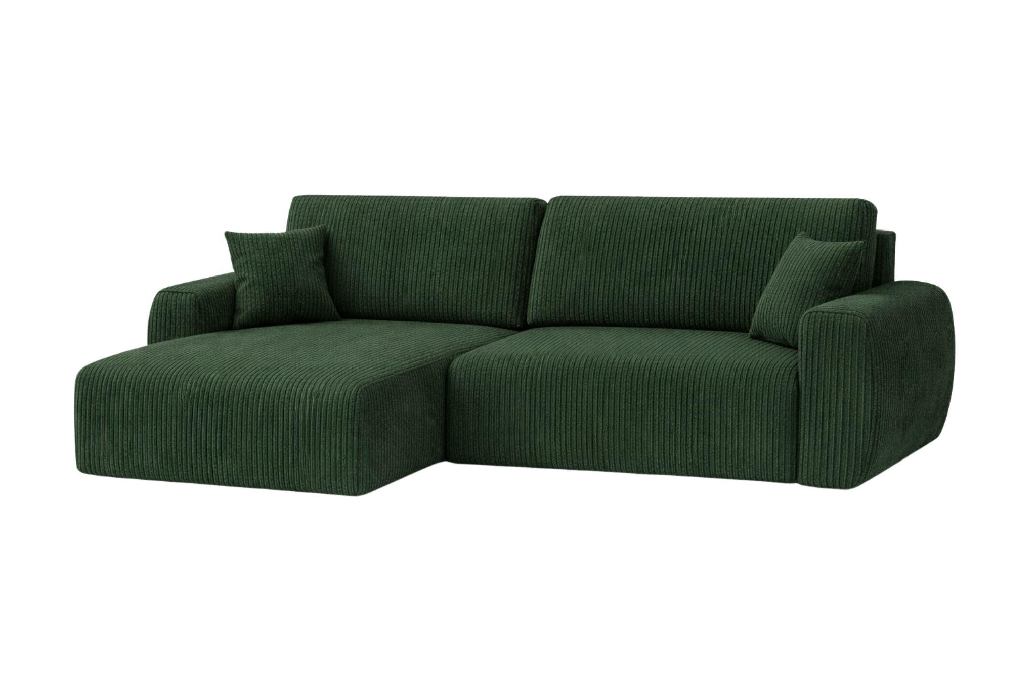 ECKSOFA Mit Schlaffunktion Ariel L, Cordstoff, Stoff Poso, Grün, Links - Grün, Holz (250/142cm) - Kaiser Möbel