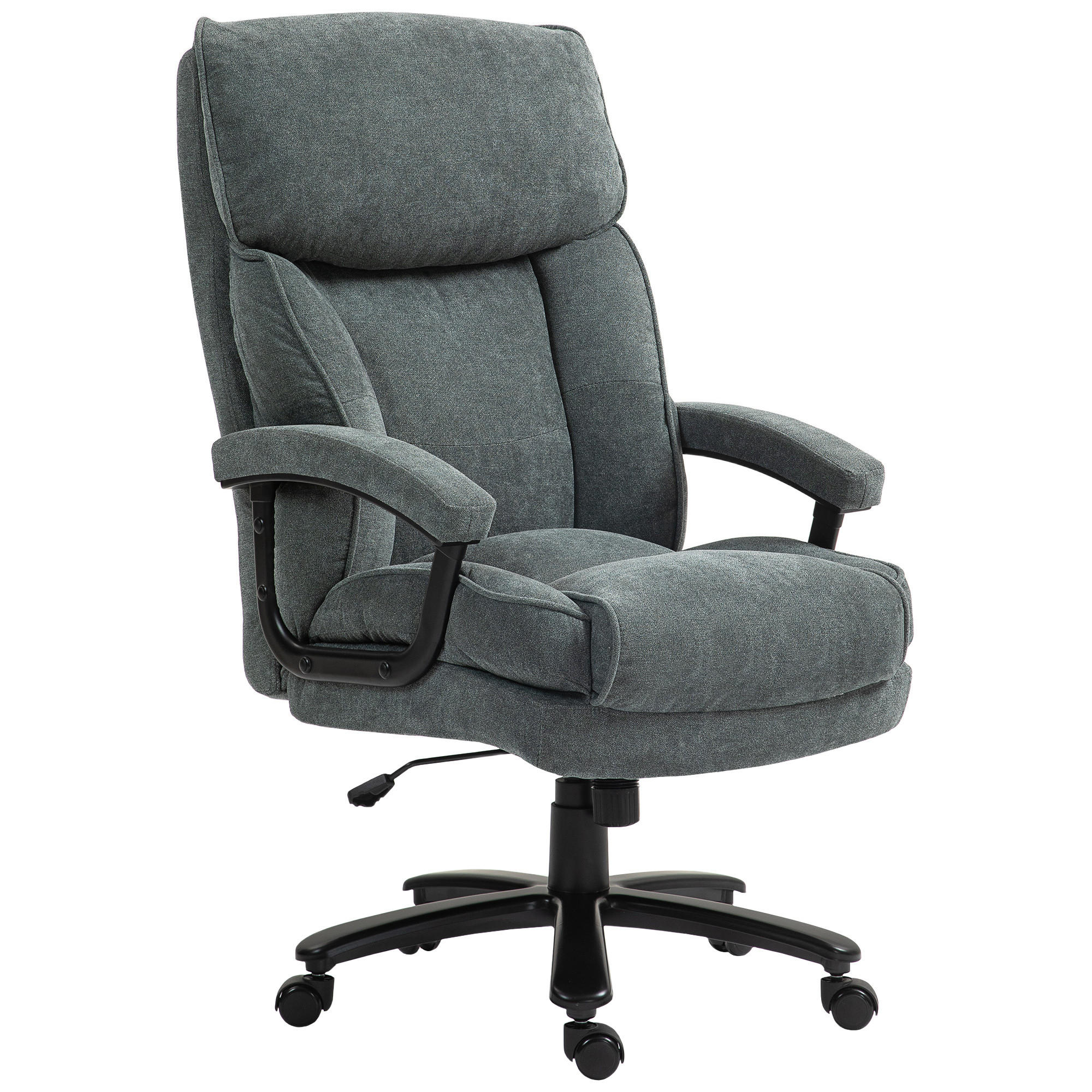 BÜROSTUHL, Ergonomisch Schreibtischstuhl mit Wippfunktion, Leinenoptik, Grau - Grau, Textil (79/125/68.5cm) - HOMCOM