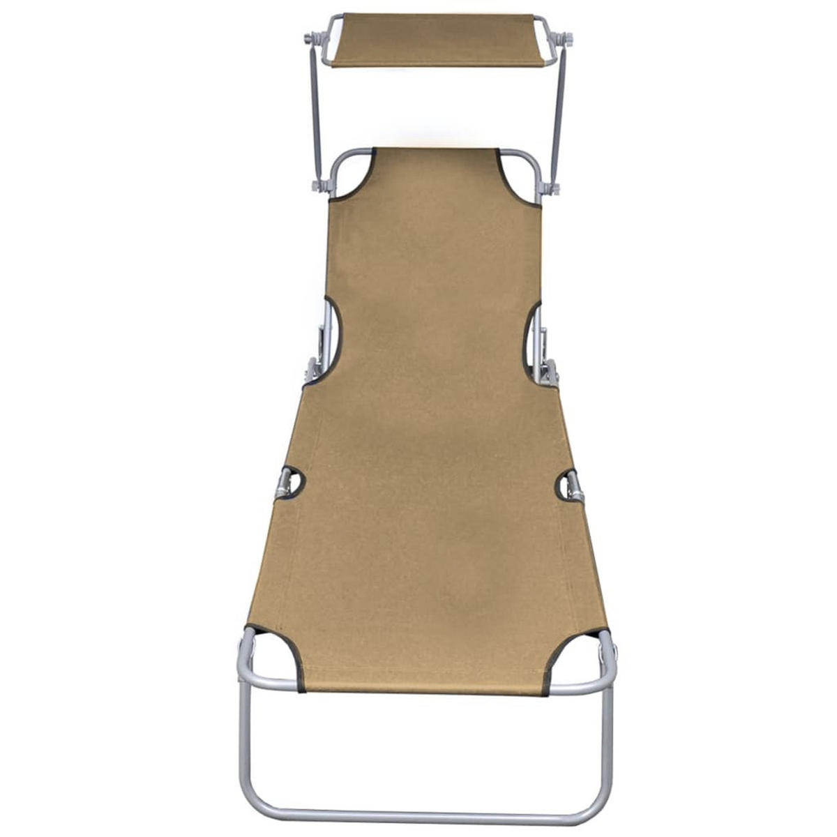 KLAPPLIEGE mit Sonnenschutz Taupe Aluminium - Taupe, Textil (57.5/27/188.5cm) - furnicato