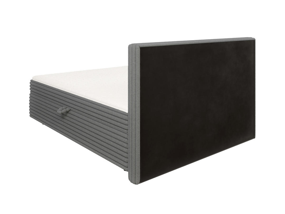 BOXBETT Roma 160/200 cm Dunkelgrau Plüschcord - Dunkelgrau/Schwarz, Holz/Kunststoff (160/200cm) - S-Style Möbel
