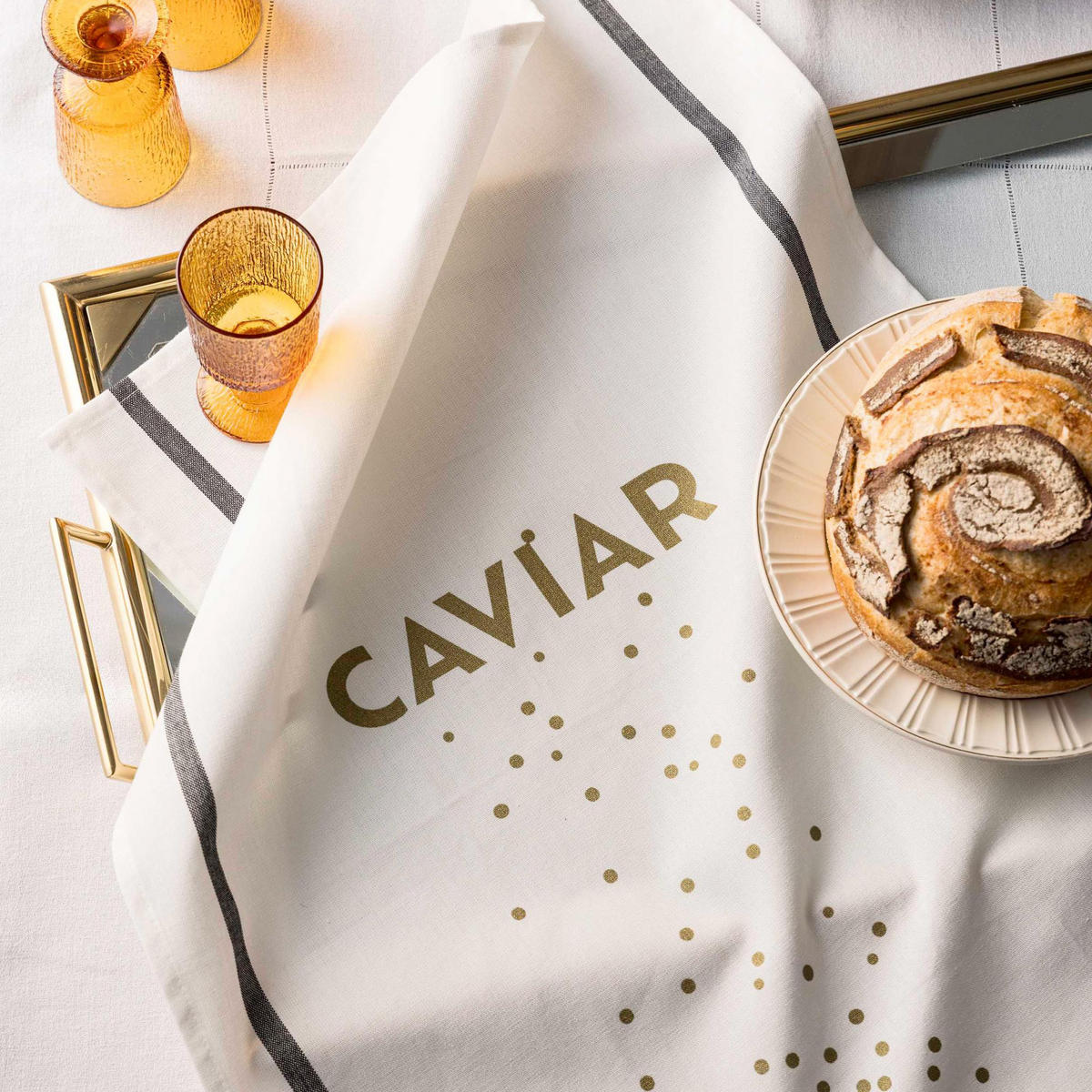KÜCHENTUCH Caviar weiß 50 x 70 cm - Weiß, Textil (50/70cm)