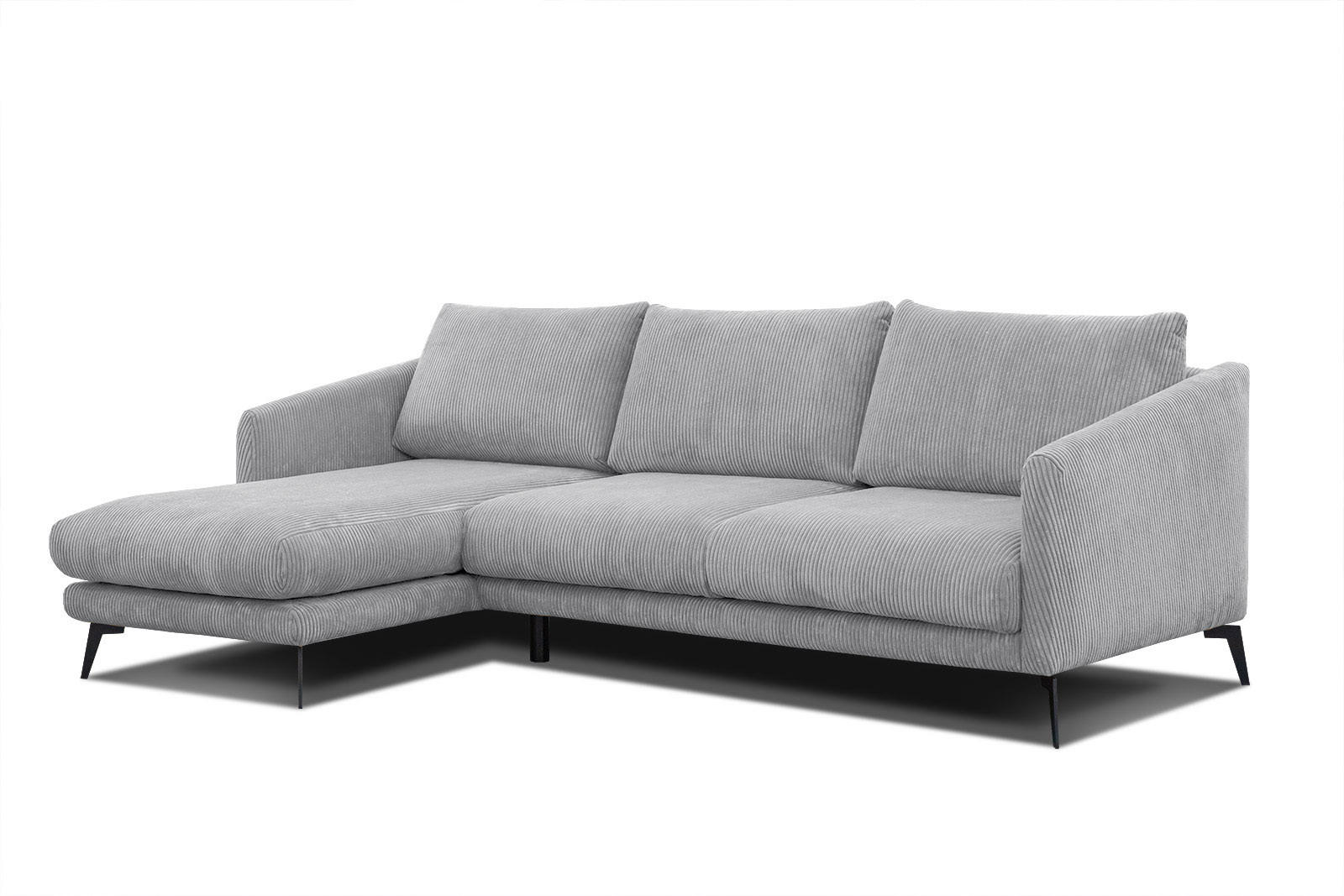 ECKSOFA VILT 4-Sitzer, hellgrau - Hellgrau/Schwarz, Holzwerkstoff/Textil (156/255cm) - Courtois Laville