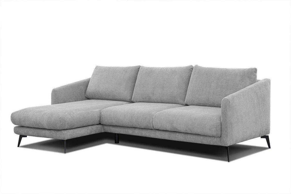 ECKSOFA VILT 4-Sitzer, hellgrau - Hellgrau/Schwarz, Holzwerkstoff/Textil (156/255cm) - Courtois Laville