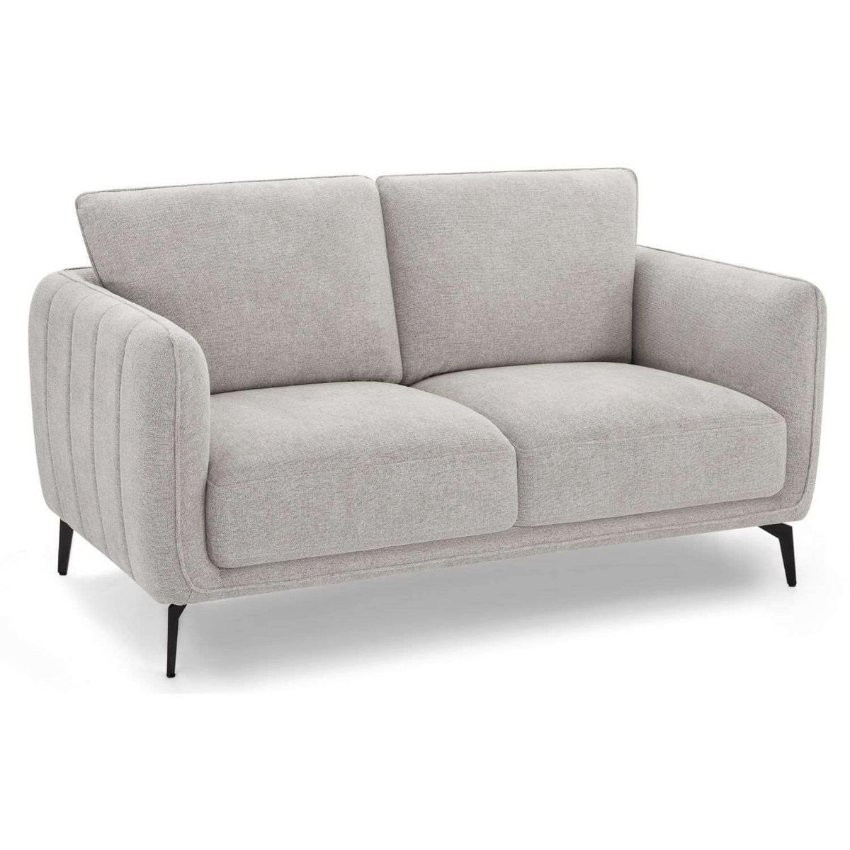 ZWEISITZER-SOFA Webstoff Grau - Schwarz/Grau, Textil/Metall (158/85/85cm) - Furnhouse
