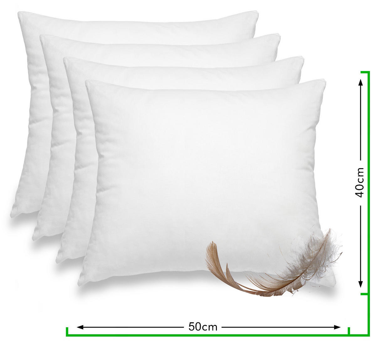 FEDERKISSEN 4er Set 100% Federn 40/50 cm Bezug aus 100% Baumwolle - Weiß, Textil (50/40cm) - wometo