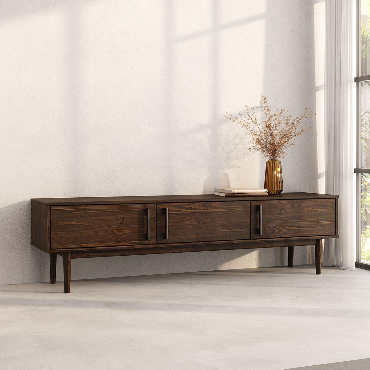 LOWBOARD TECCA - Nussbaumfarben, Holz (180/48/41cm) - IDIMEX