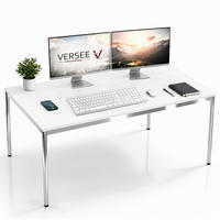 SCHREIBTISCH VST1 150 x 60 cm Weiß – höhenverstellbar - Chromfarben/Weiß, Holzwerkstoff (150/60/75.5cm) - Versee