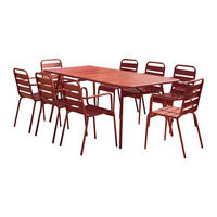 GARTENESSGRUPPE im Set - 8 -Sitzer - Stahl - rot - MIRMANDE - Rot, Metall - Vente-Unique