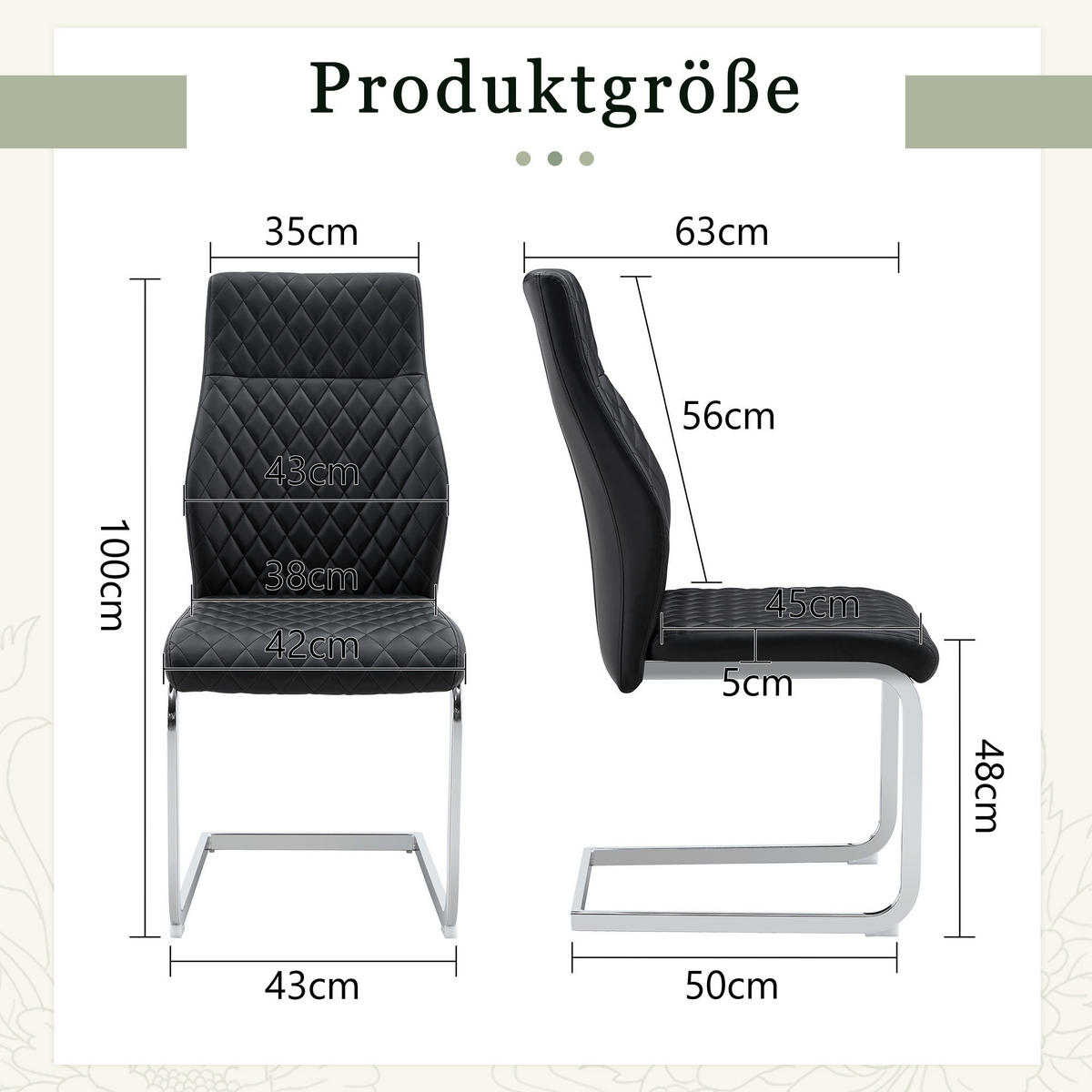 SCHWINGSTUHL DE-36563 2er-Set mit PU-Bezug und Metallrahmen Schwarz - Schwarz, Metall (63/100/43cm) - ComfortXL