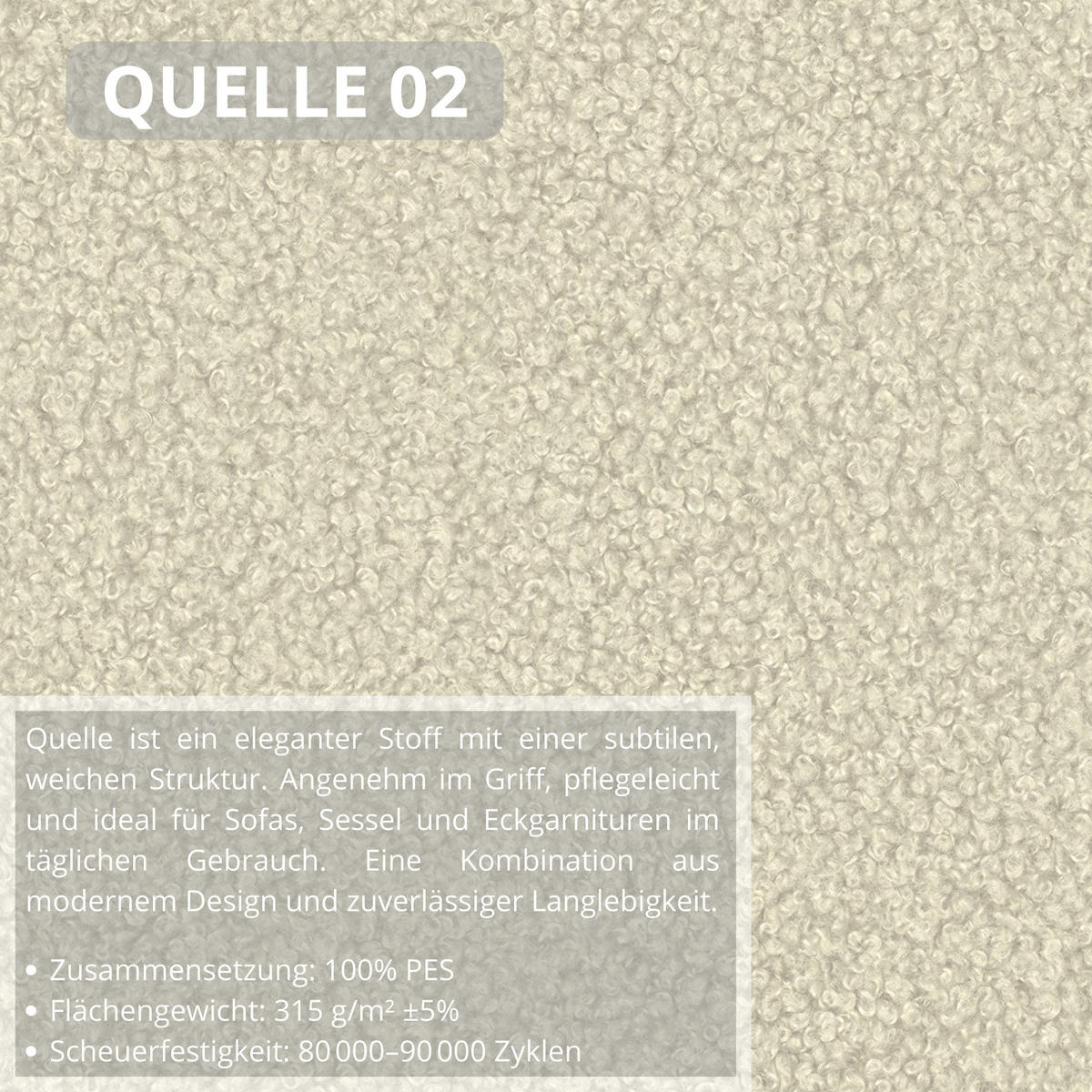 ECKSOFA Teddy L Beige, Bouclé-Stoff, links - Beige/Schwarz, Textil (270/170cm) - Beautysofa