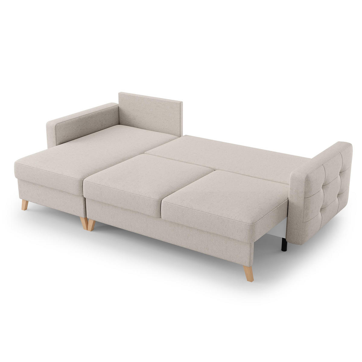 ECKSCHLAFSOFA Vinci mit universelle Ottomane, Beige - Beige/Buchefarben, Textil (236/151cm) - Beautysofa