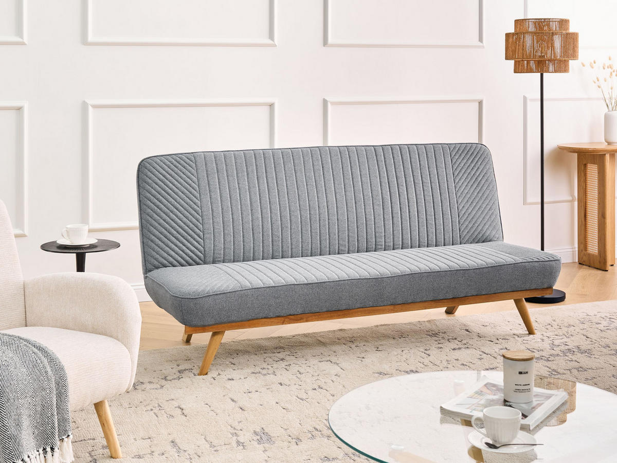 SCHLAFSOFA 191/108 cm Dunkelgrau Kalfafel - Dunkelgrau/Braun, Textil (191/84/73cm) - Beliani