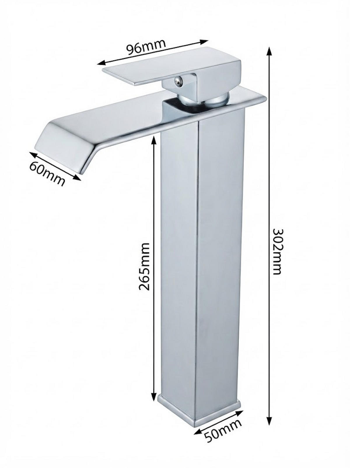 BADARMATUR, mit Zulaufrohr, 302 x 105 mm, silber - Silberfarben, Metall (11/31/5cm) - Vallsero