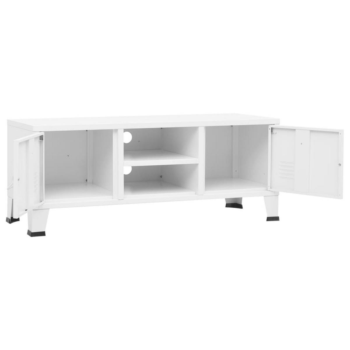 TV-SCHRANK Industrie-Stil Weiss 105/35/42 Cm Metall - Weiß, Metall (35/42/105cm) - vidaXL