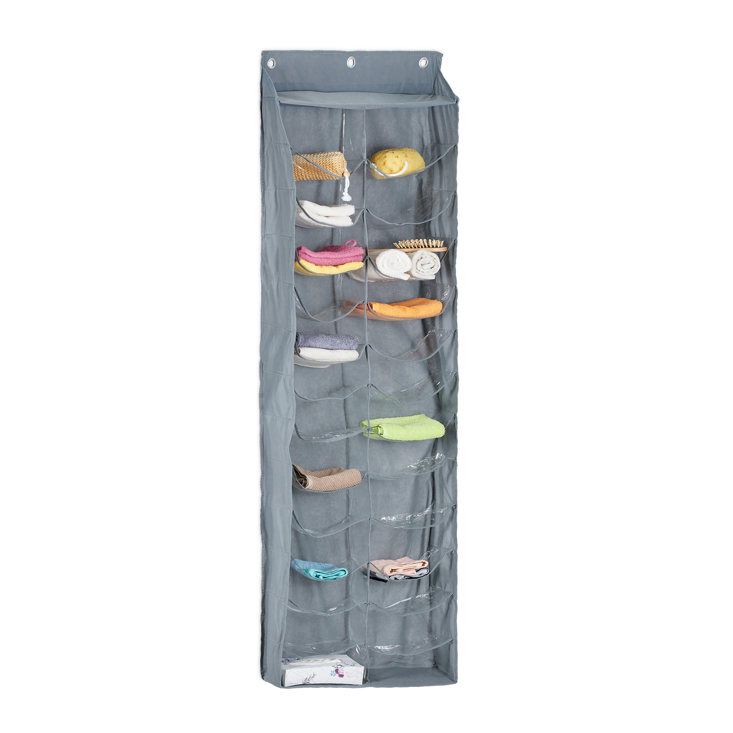 TÜRORGANIZER - Grau, Kunststoff/Textil (14/54/160cm) - Relaxdays