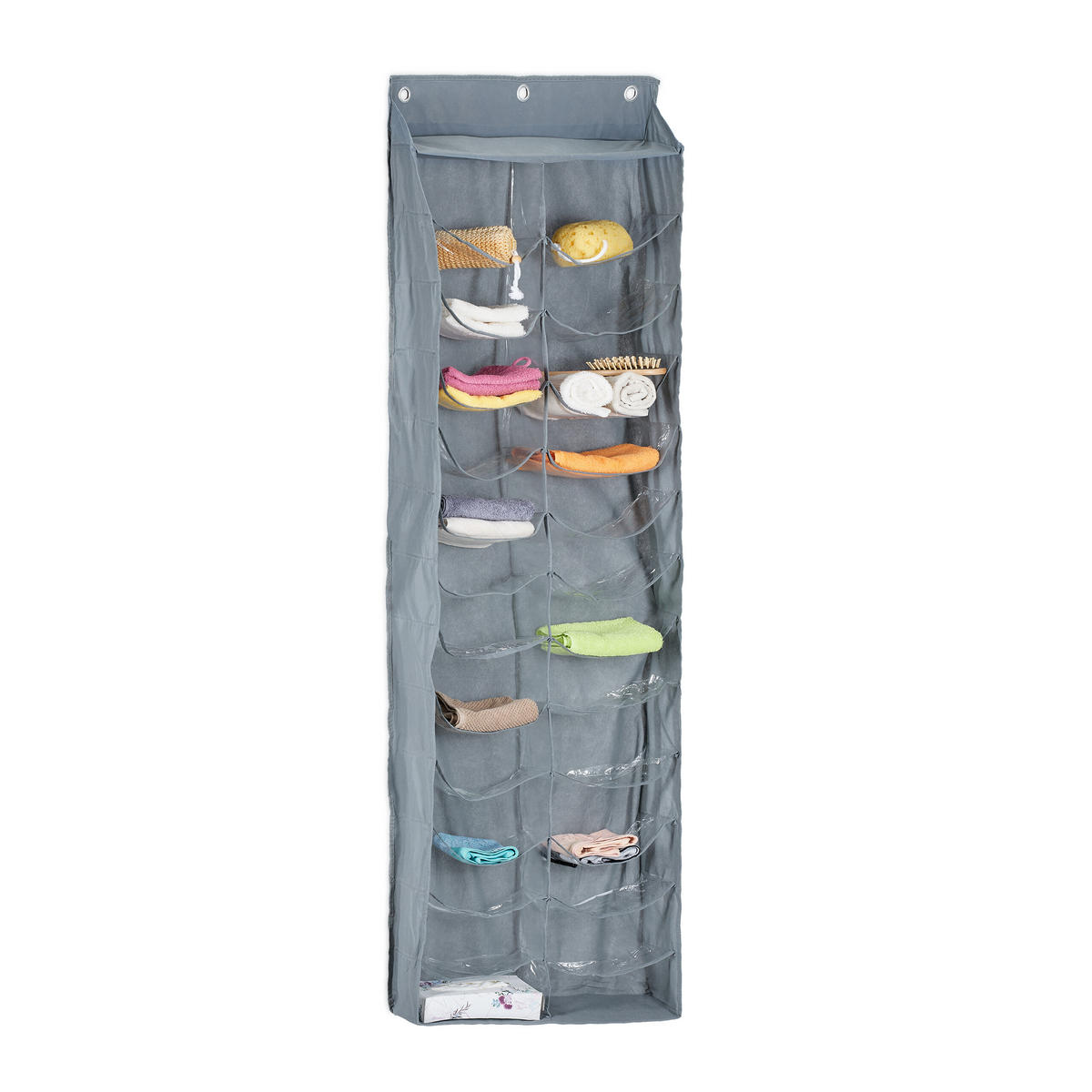 TÜRORGANIZER - Grau, Kunststoff/Textil (14/54/160cm) - Relaxdays