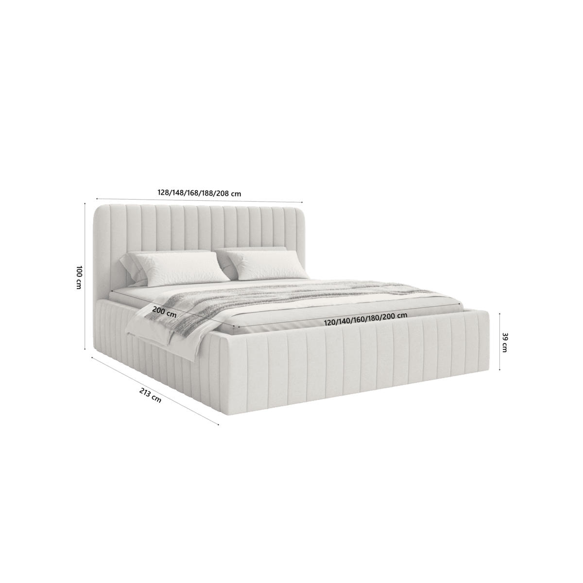 POLSTERBETT Orasi 180x200 cm, Hellgrau - Hellgrau, Textil (200/180cm) - Fedve