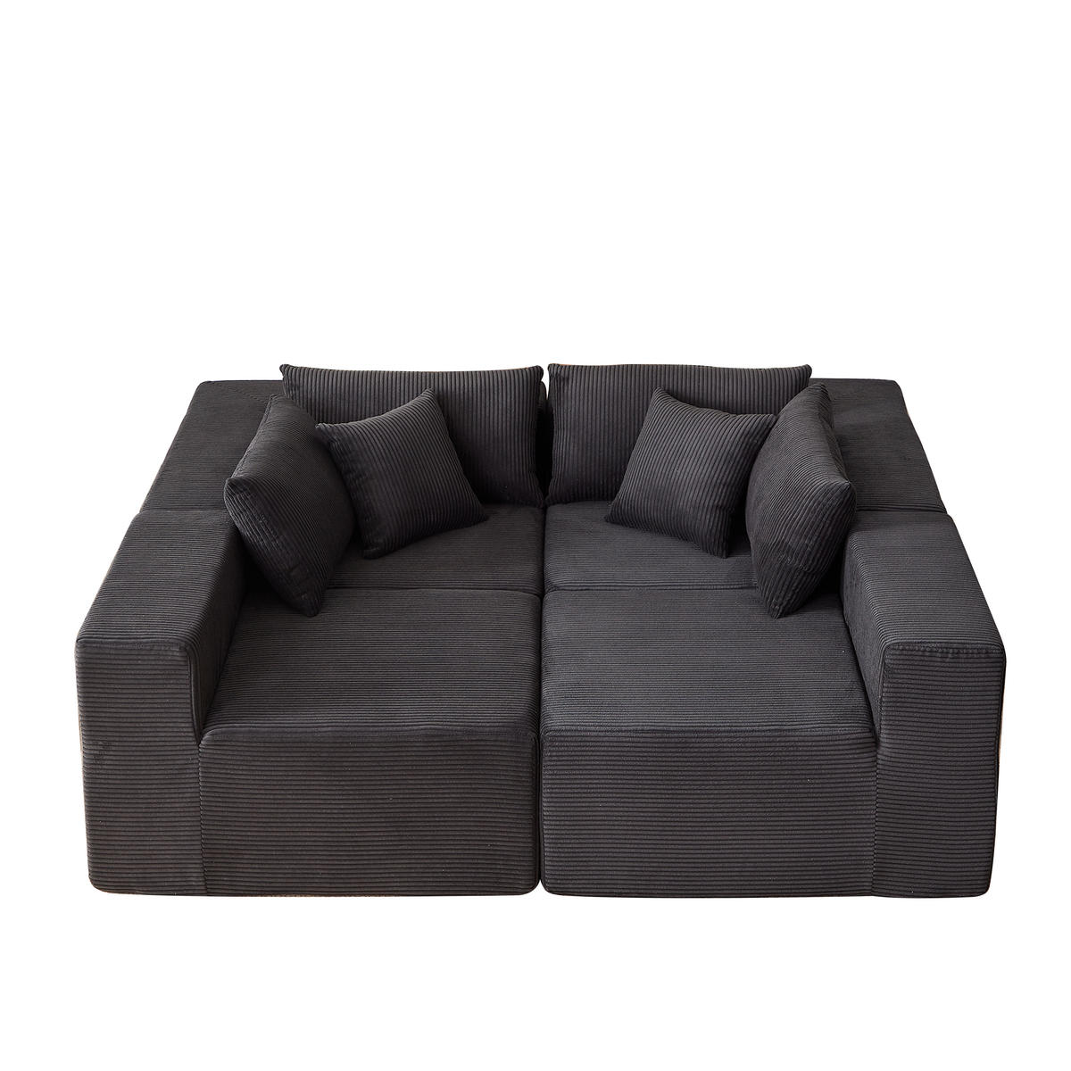 ECKSOFA 264/167/71 cm Schwarz Cord, 4 Sitze - Schwarz, Textil (167/264cm) - Oxeza