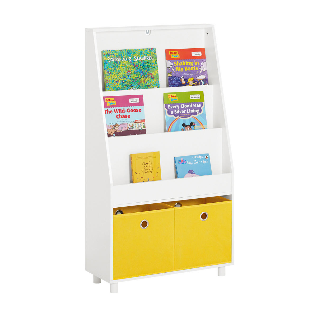 KINDERREGAL mit Boxen Weiß - Gelb/Weiß, Holzwerkstoff (60/110/25cm) - SoBuy