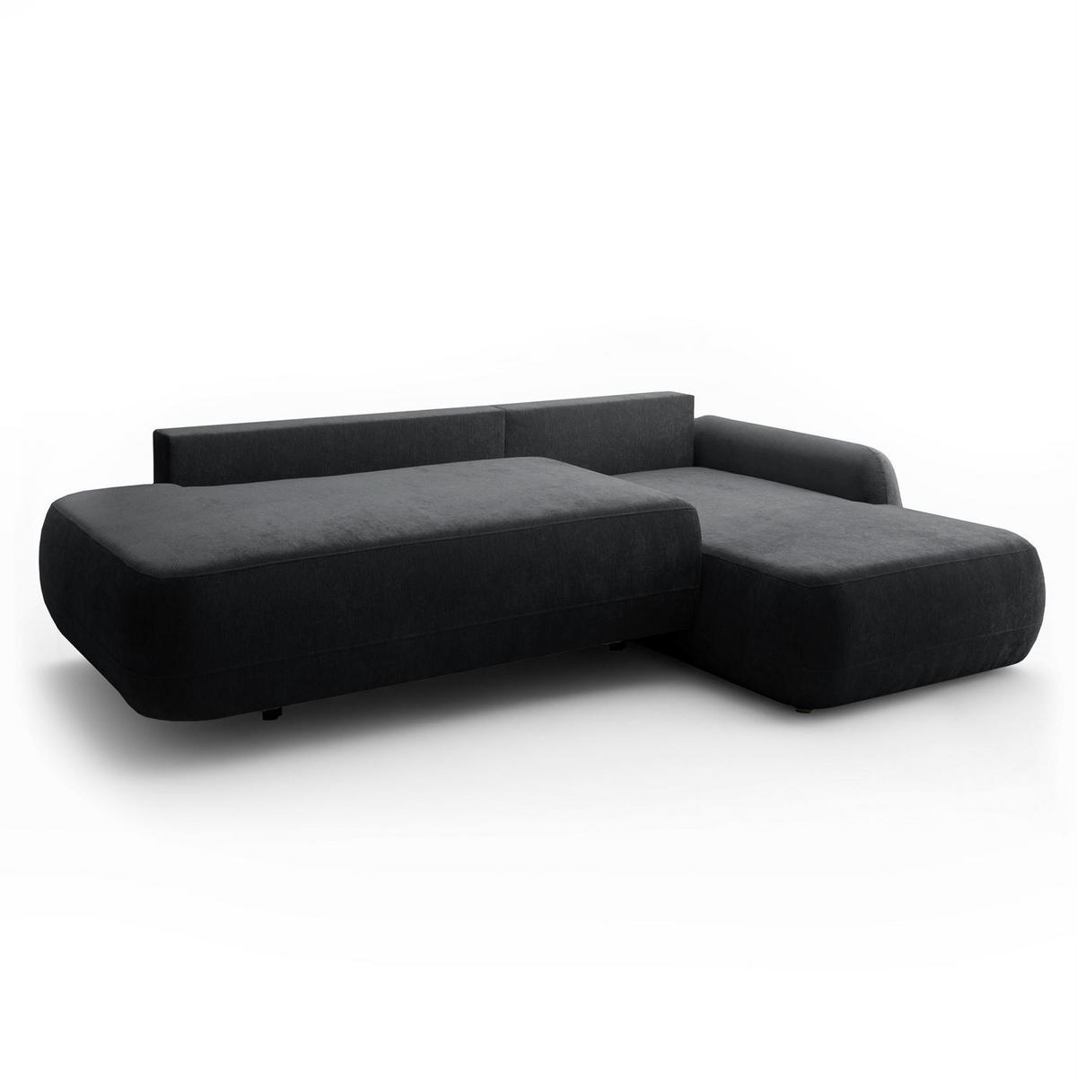 ECKSOFA GOYA mit Schlaffunktion und Bettkasten, Rechte, Perfect Harmony 90 - Graphitfarben, Textil (302/184cm) - Lookway
