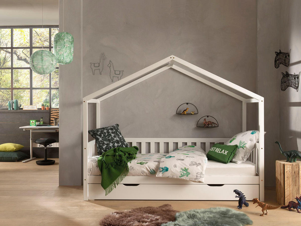 HAUSBETT Kapua 210x170x97 aus Massivholz in Weiß - Weiß, Holz (90/200cm) - 58aufmkessel