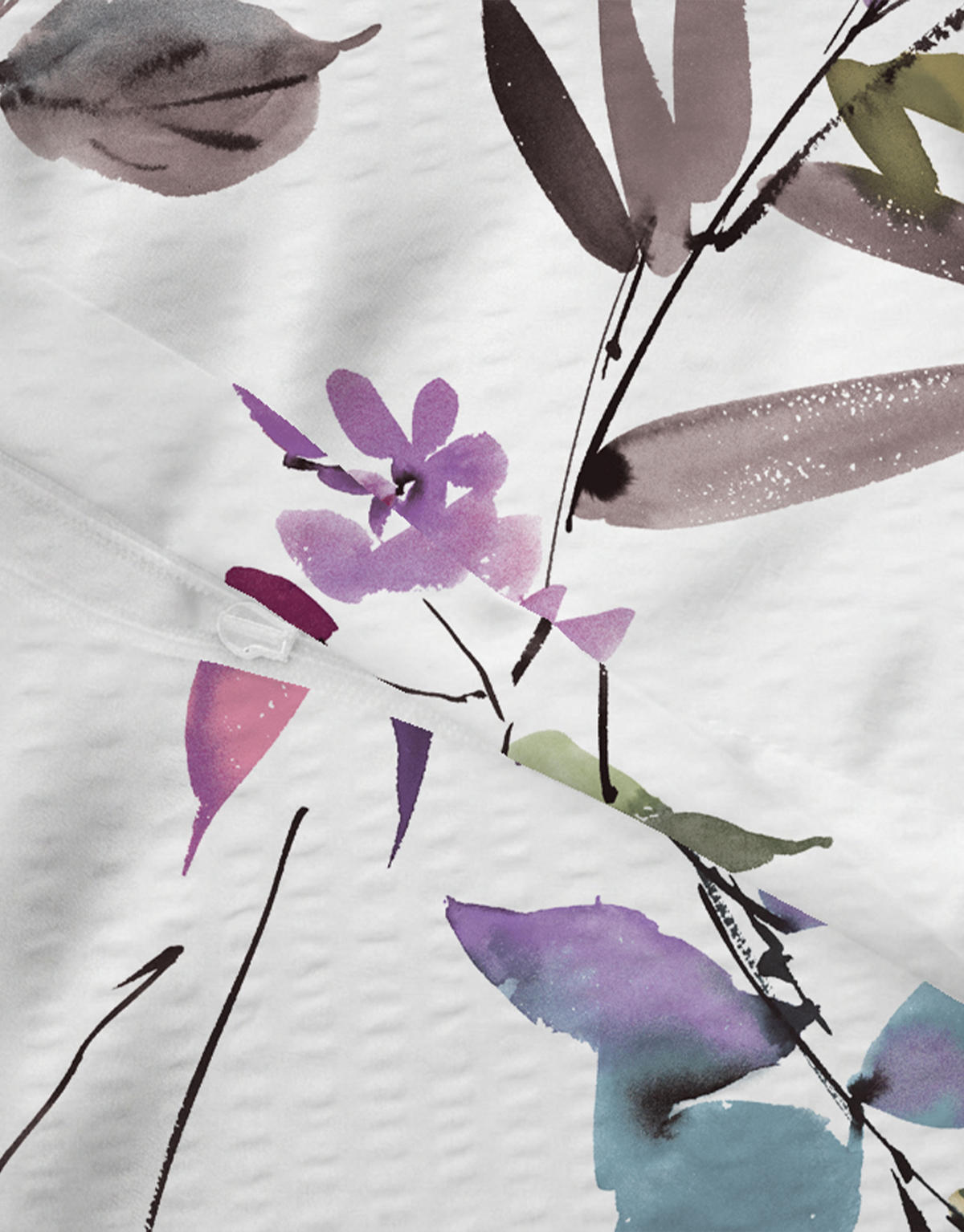 BETTWÄSCHE-GARNITUR Premium Seersucker Frühling viola, 135x200 cm + 80x80 cm - Violett, Textil (135/200cm) - biberna