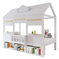 HAUSBETT 90x200 cm mit einer Reihe Bücherregal in Weiß - Weiß, Holz (90/200cm) - KOMHTOM