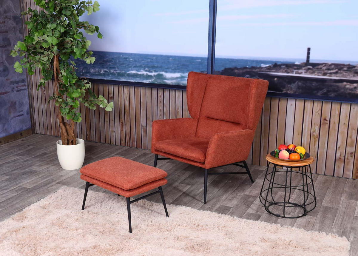 LOUNGE-SESSEL MIT OTTOMANE Braun - Braun, Textil (73/96/82cm) - MCW