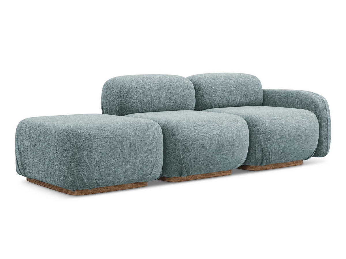 3-SITZER SOFA Links Chenille Stoff Blau - Blau/Blaugrau, Holz/Textil (258/73/95cm) - Makamii