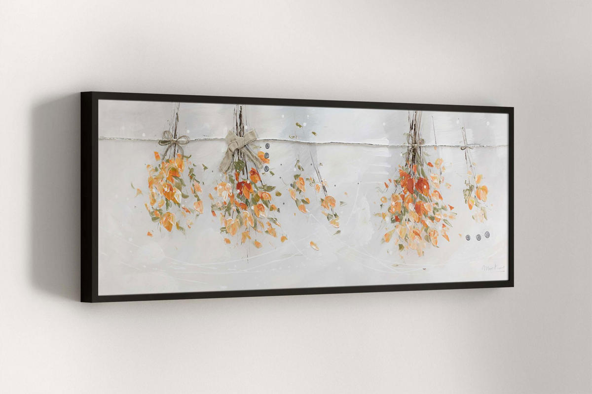 ACRYLBILD HANDGEMALT 150/50 cm - Weiß/Orange, Holz/Textil (150/50cm) - KUNSTLOFT